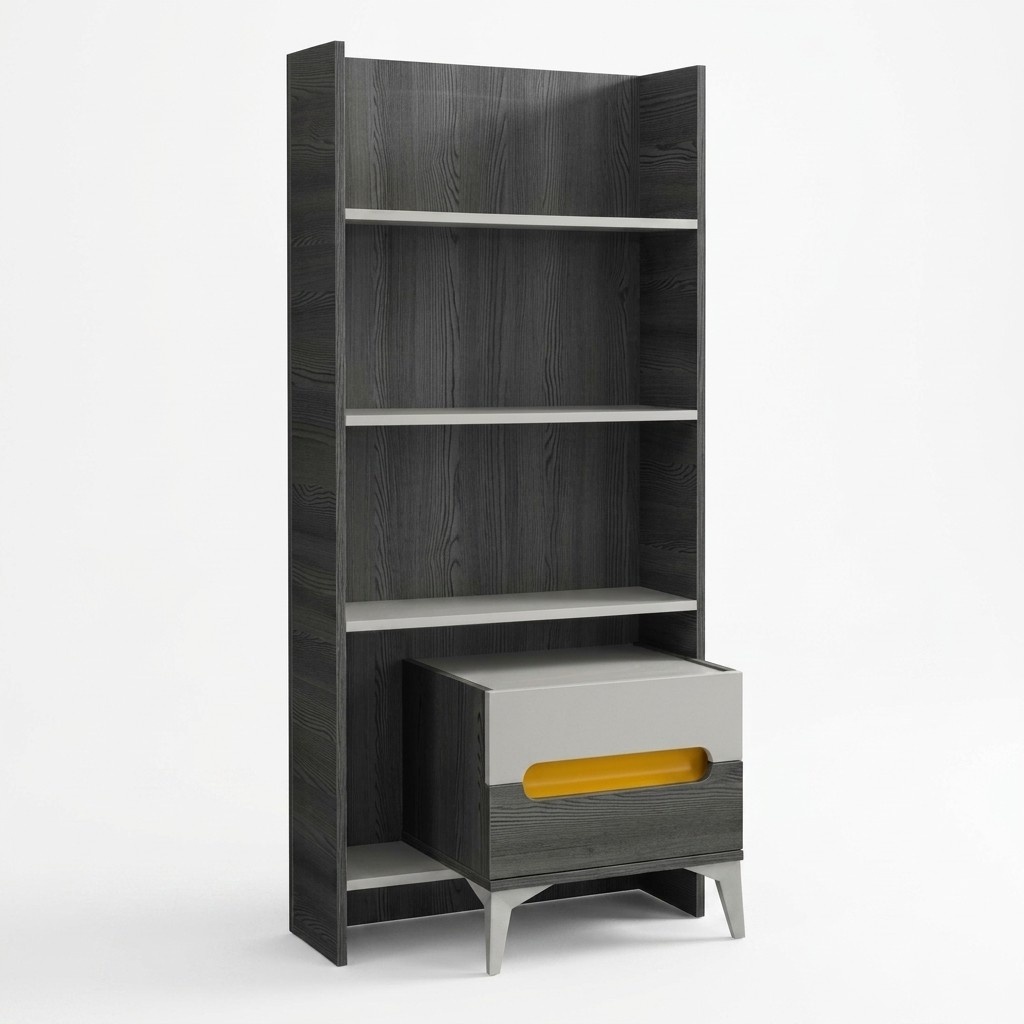 Bücherregal Grau Regal Schrank Holz für Kinderzimmer Jugendzimmer Möbel