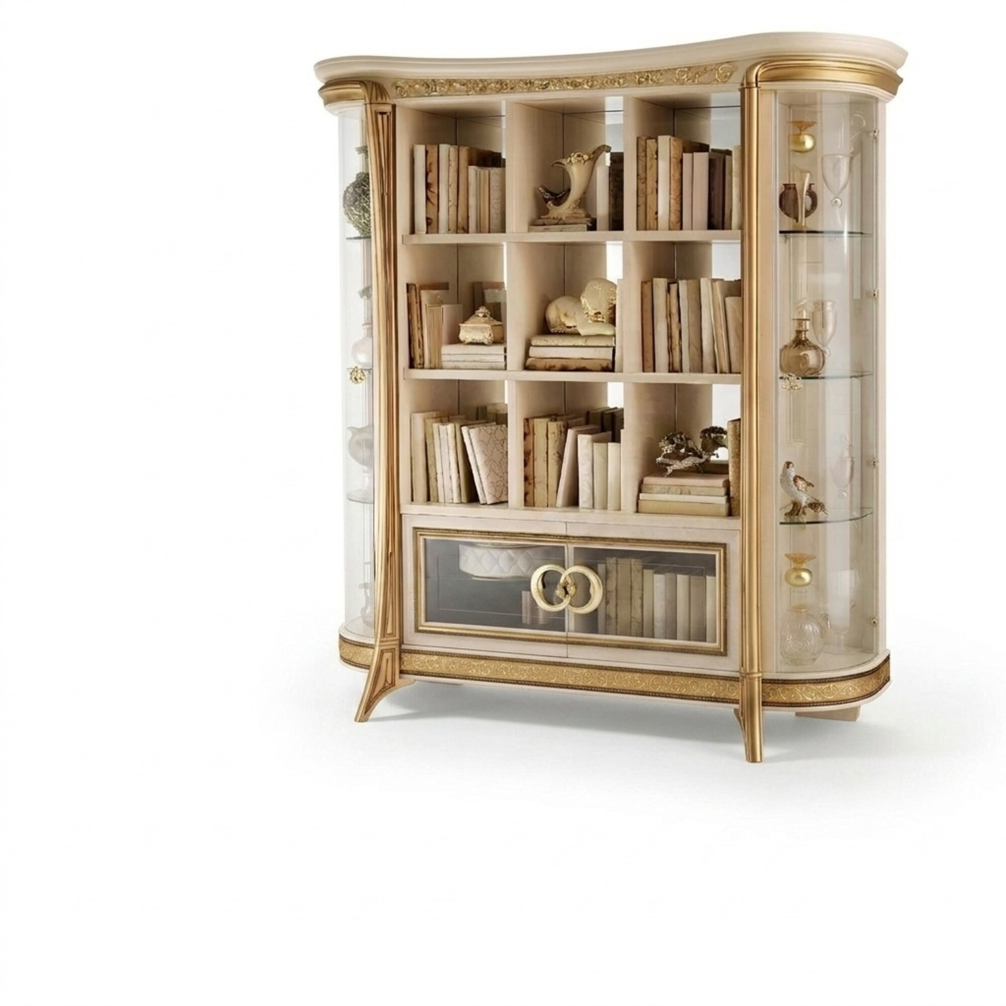 Bücherschrank Schrank Vitrine XXL Designer Möbel Luxus Barock Rokoko