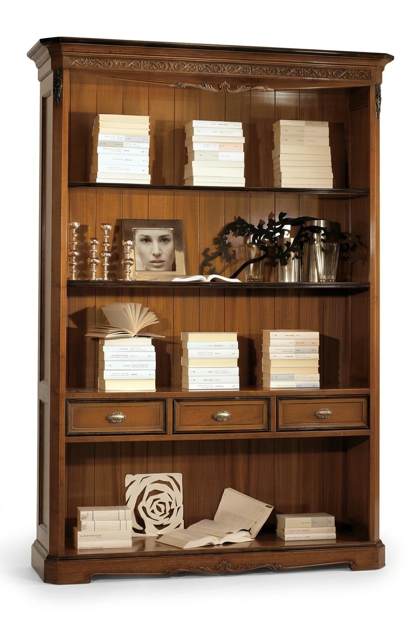 Büro Bücherregal Holz Bücherregal mit Schubladen Design Arbeitszimmer Möbel