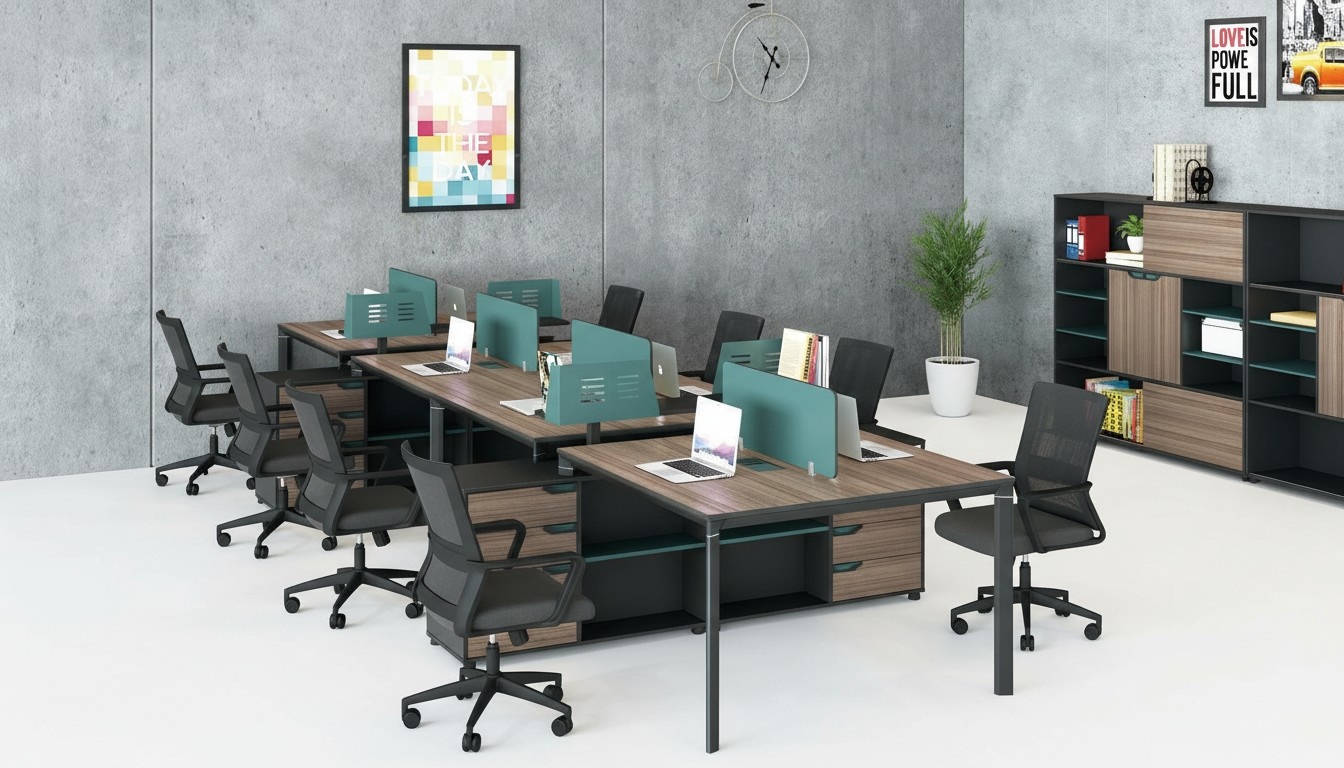 Büro Möbel Einrichtung Ausstattung Tisch Callcenter 2 Arbeitsplätze
