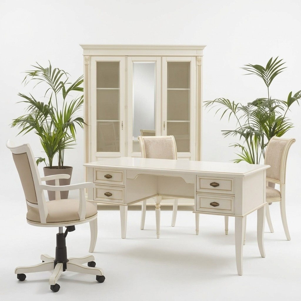 Büro Schreibtisch + Sessel Schreibtische Tisch Holz Stuhl 2tlg Set Italien