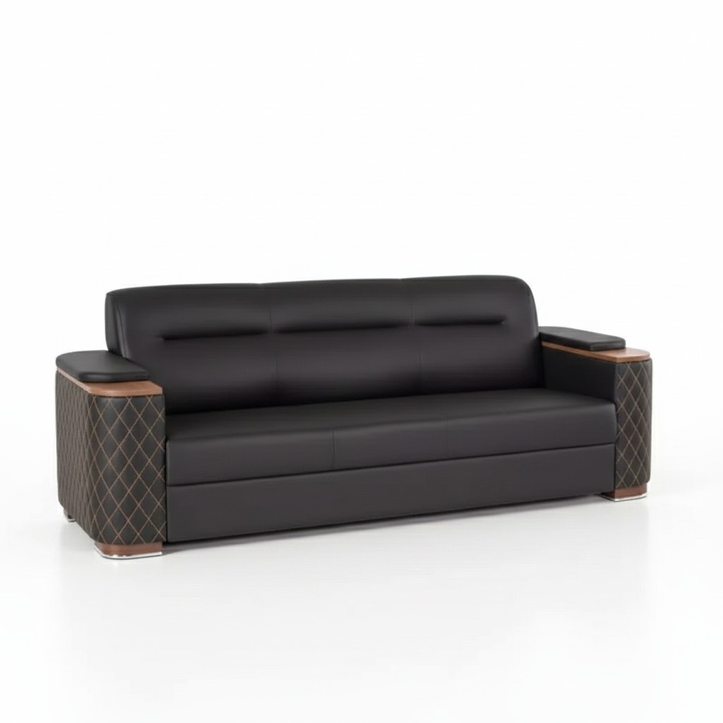 Büromöbel Dreisitzer Couch Schwarze Luxus Polstersofa Arbeitszimmer Neu