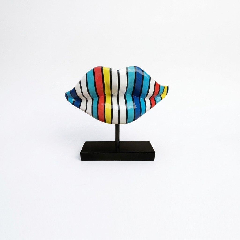 Bunte Lippen Design Figur Statue Skulptur Deko Statuen Dekoration Figuren