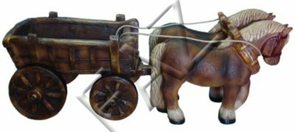 Design Pferde mit Wagen Figur Garten Statue Skulptur Figuren Skulpturen
