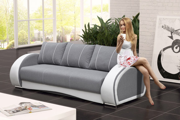 Schlafsofa Klappcouch 3-Sitzer Schlaffunktion + Bettkasten Couch Sofa