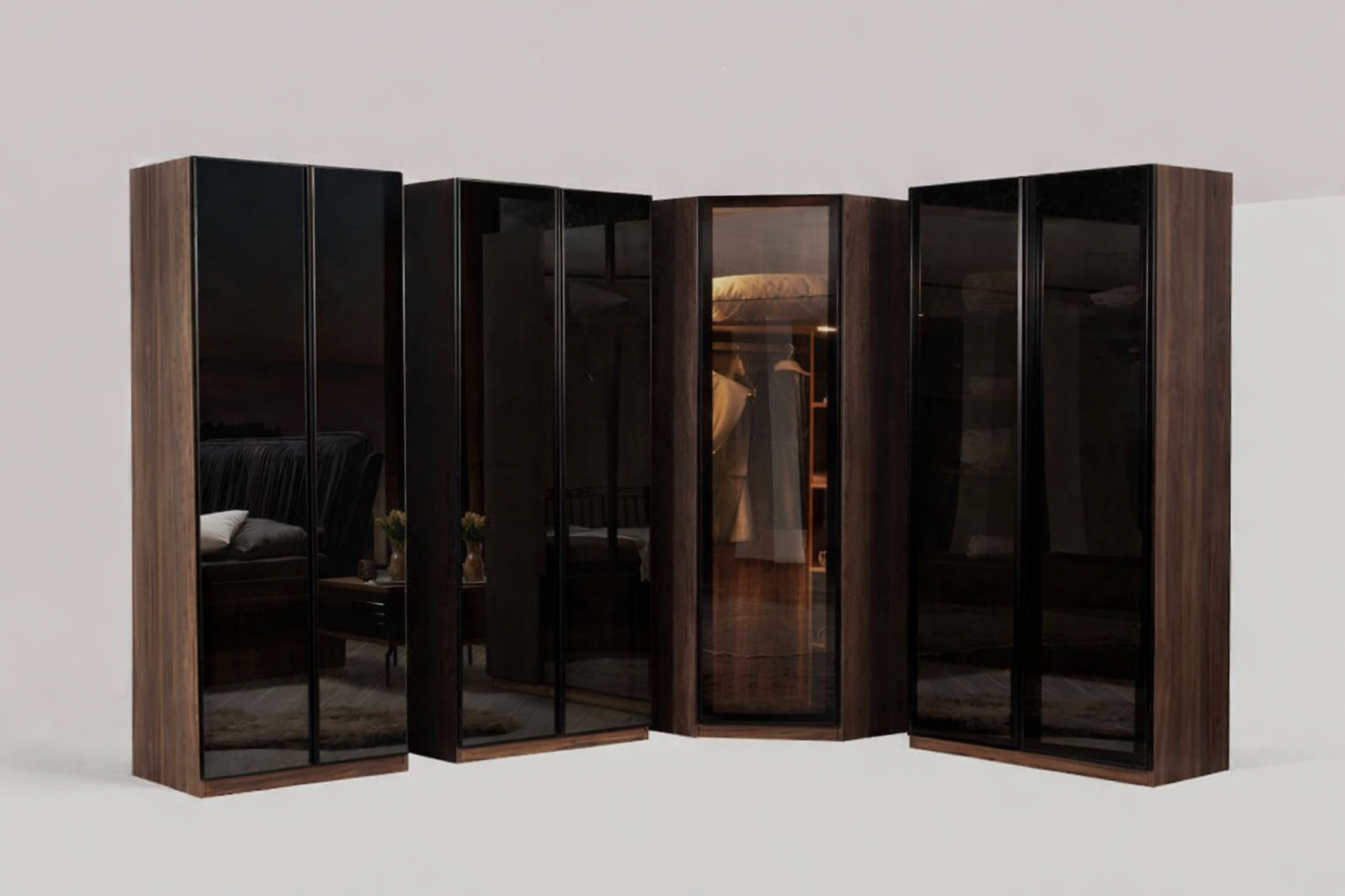 Schlafzimmer Möbel Moderner Eckschrank Luxuriöser Holz Kleiderschrank Sofort