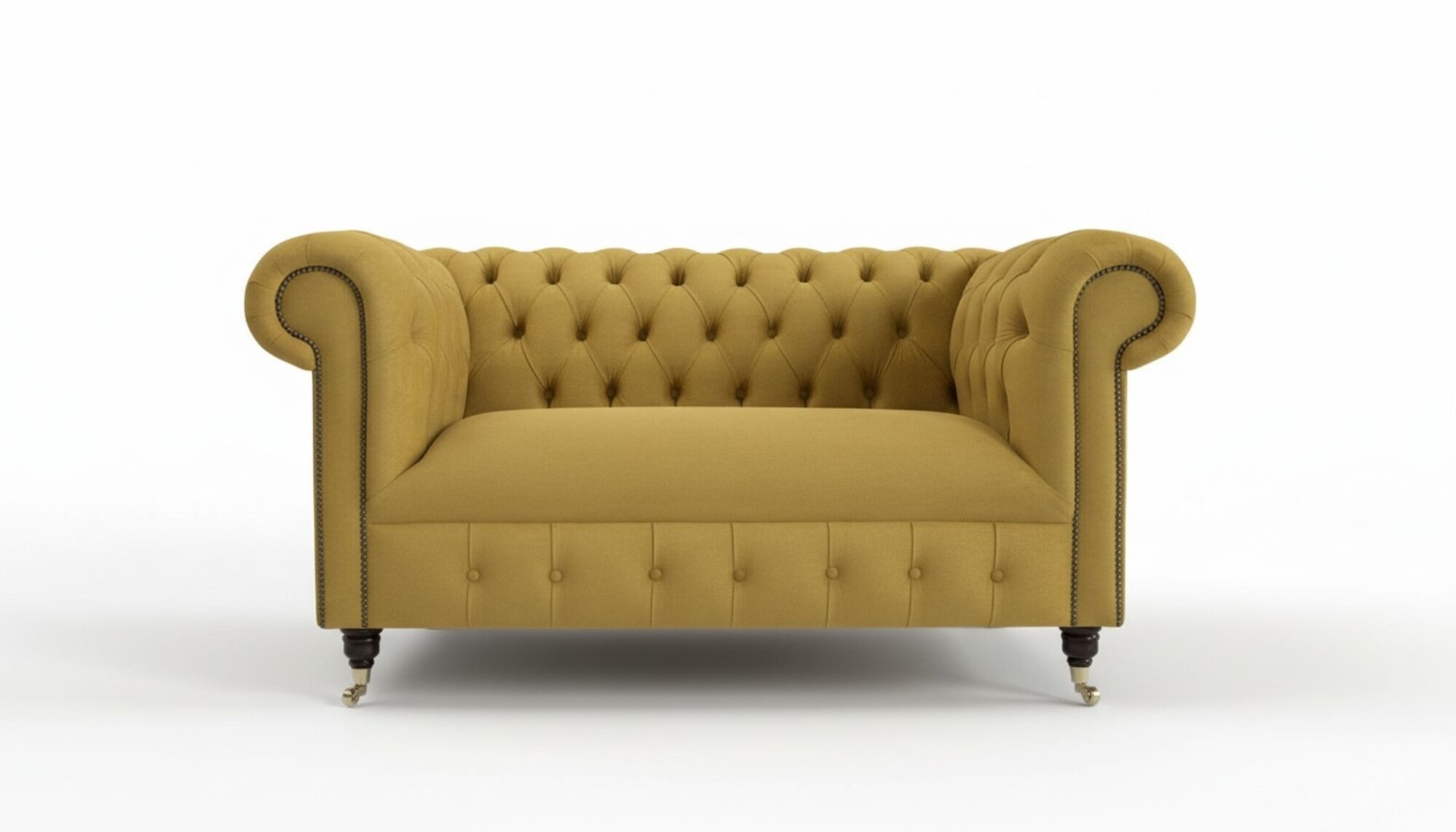 Cheserfield Samt Sofa 2 Sitzer Designer Couchen Couch Stoff Gelb