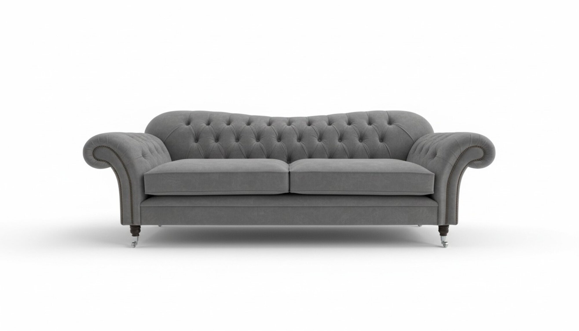 Cheserfield Samt Sofa 3 Sitzer Designer Couchen Couch Deko Textil Stoff