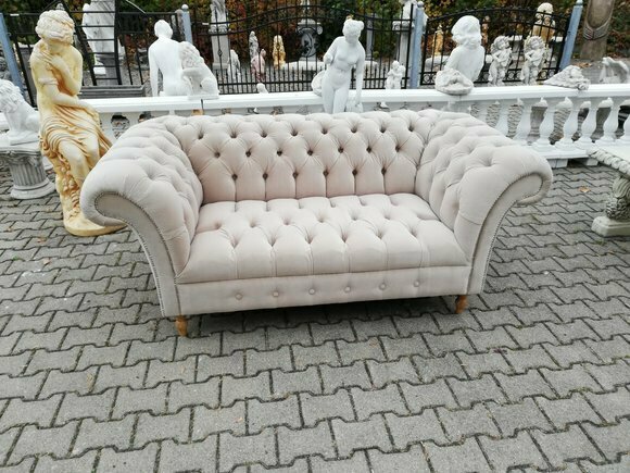 Design Chesterfield Textil Stoff Sofa 2-Sitzer Stoff Couch Polster