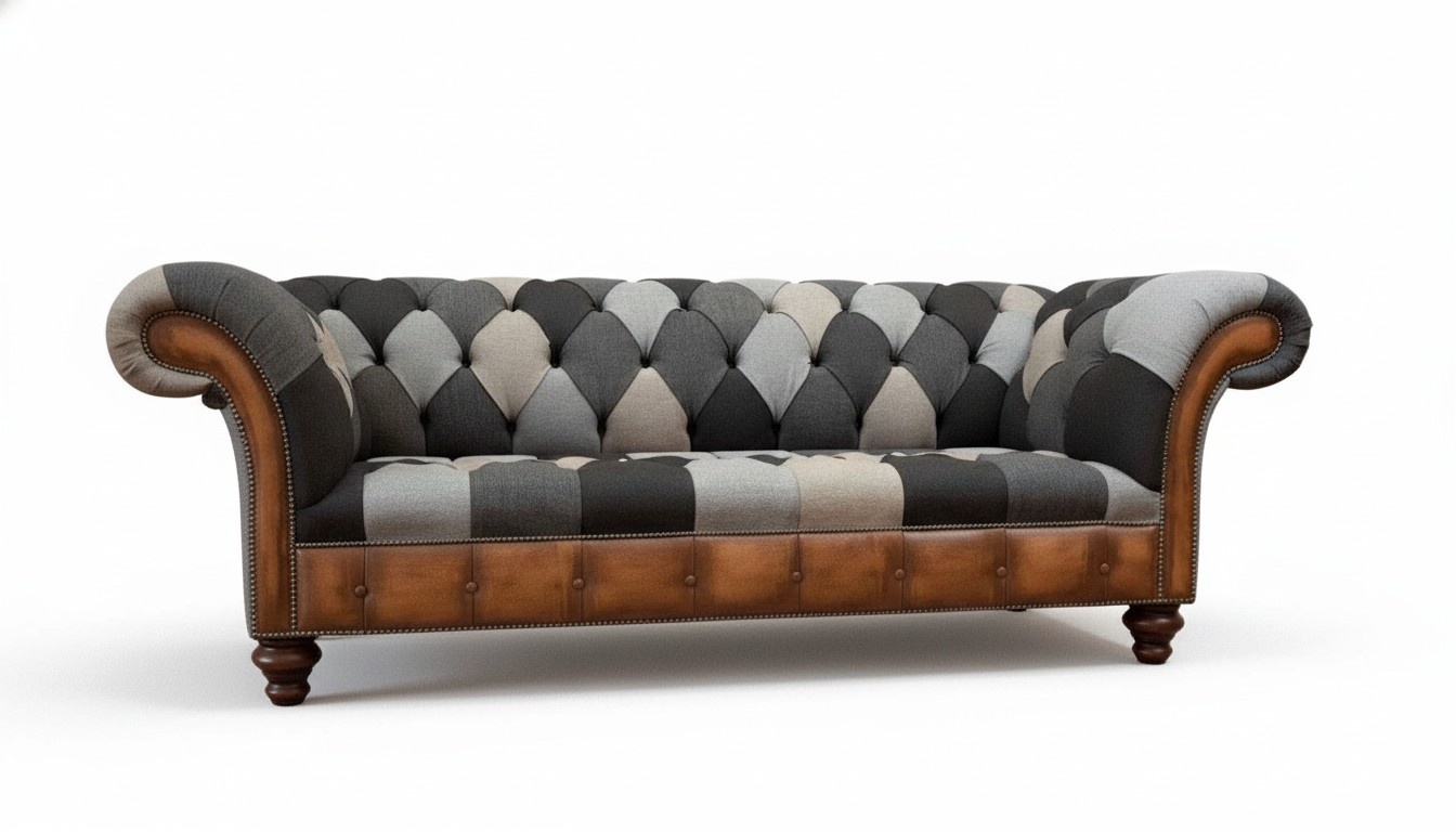 Chesterfield 3 Sitzer Couch Polster Textil Couchen Wohnzimmer Sofa