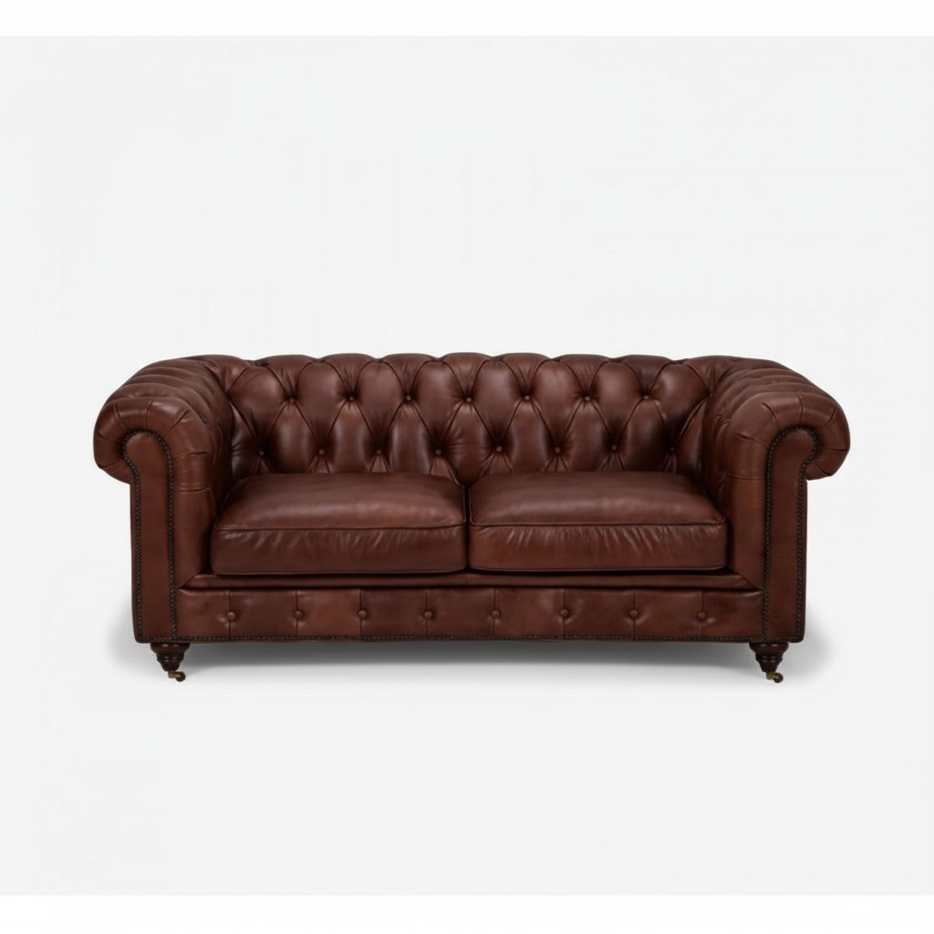Chesterfield 2 Sitzer Klassische Luxus Barock Rokoko Sofa Braun