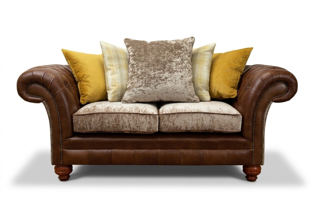Chesterfield 2 Sitzer Ledersofa Sofa Couch Polster Sitz Garnitur Zweisitzer Neu