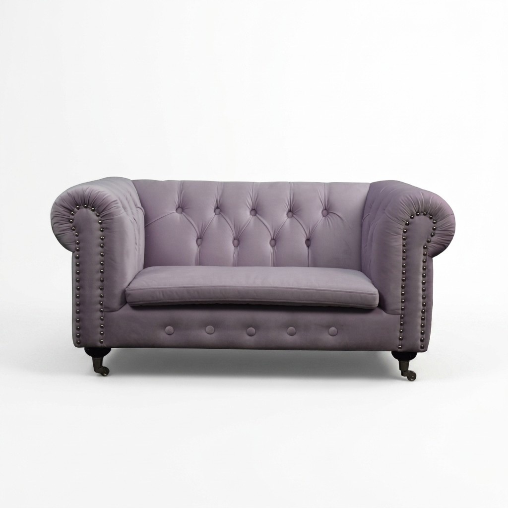Chesterfield 2 Sitzers Klassische Luxus Barock Rokoko Sofa Textil Leder