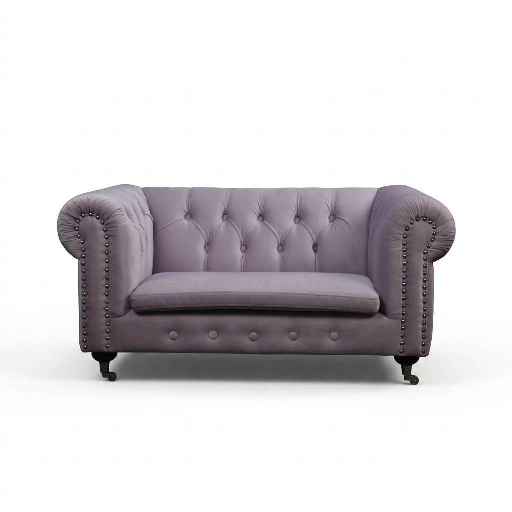 Chesterfield 2 Sitzers Klassische Luxus Barock Rokoko Textil Sofa Leder