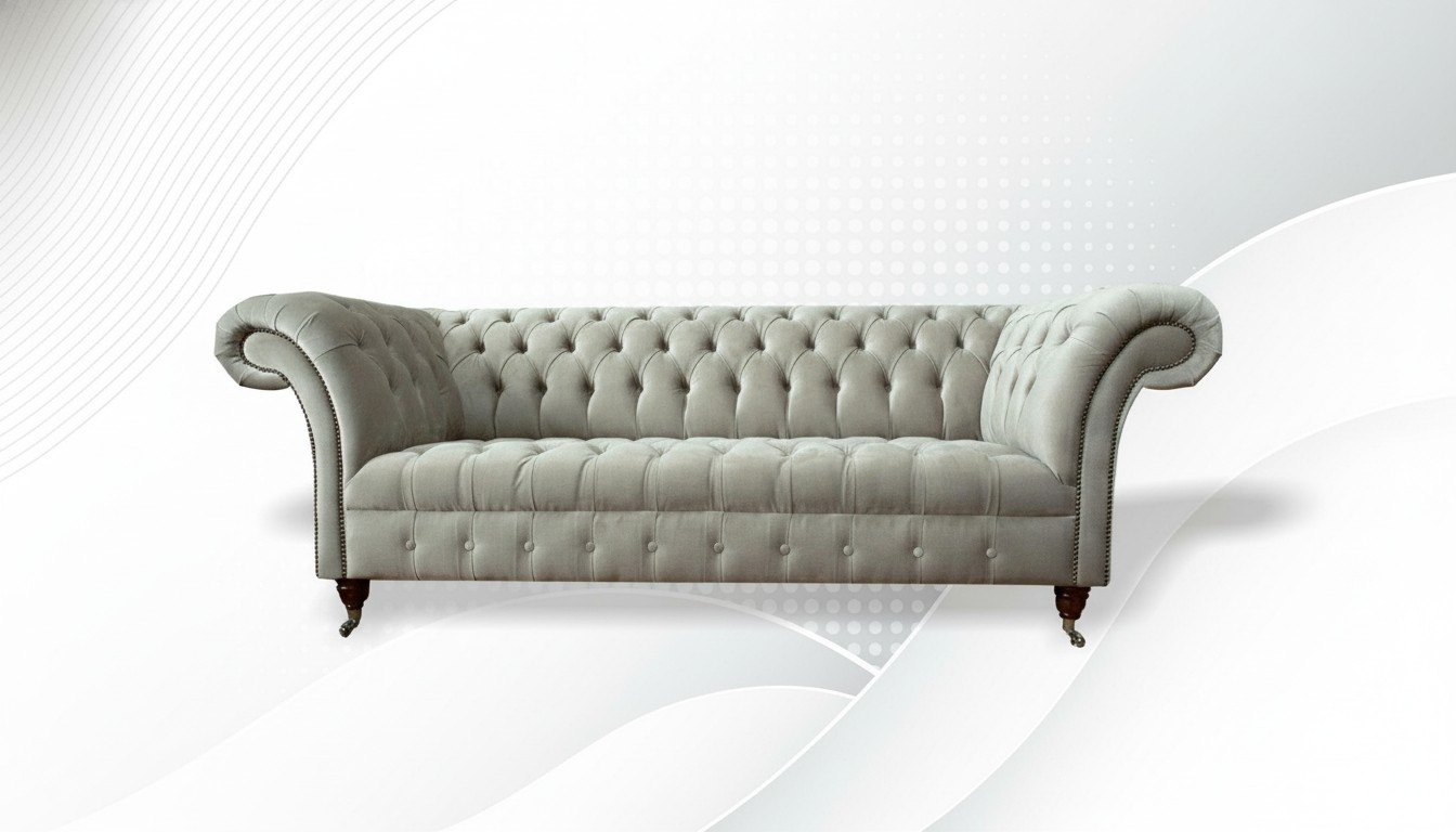Chesterfield 3Sitzer Creme Wohnzimmer Modern Design Couchen Sofa Neu