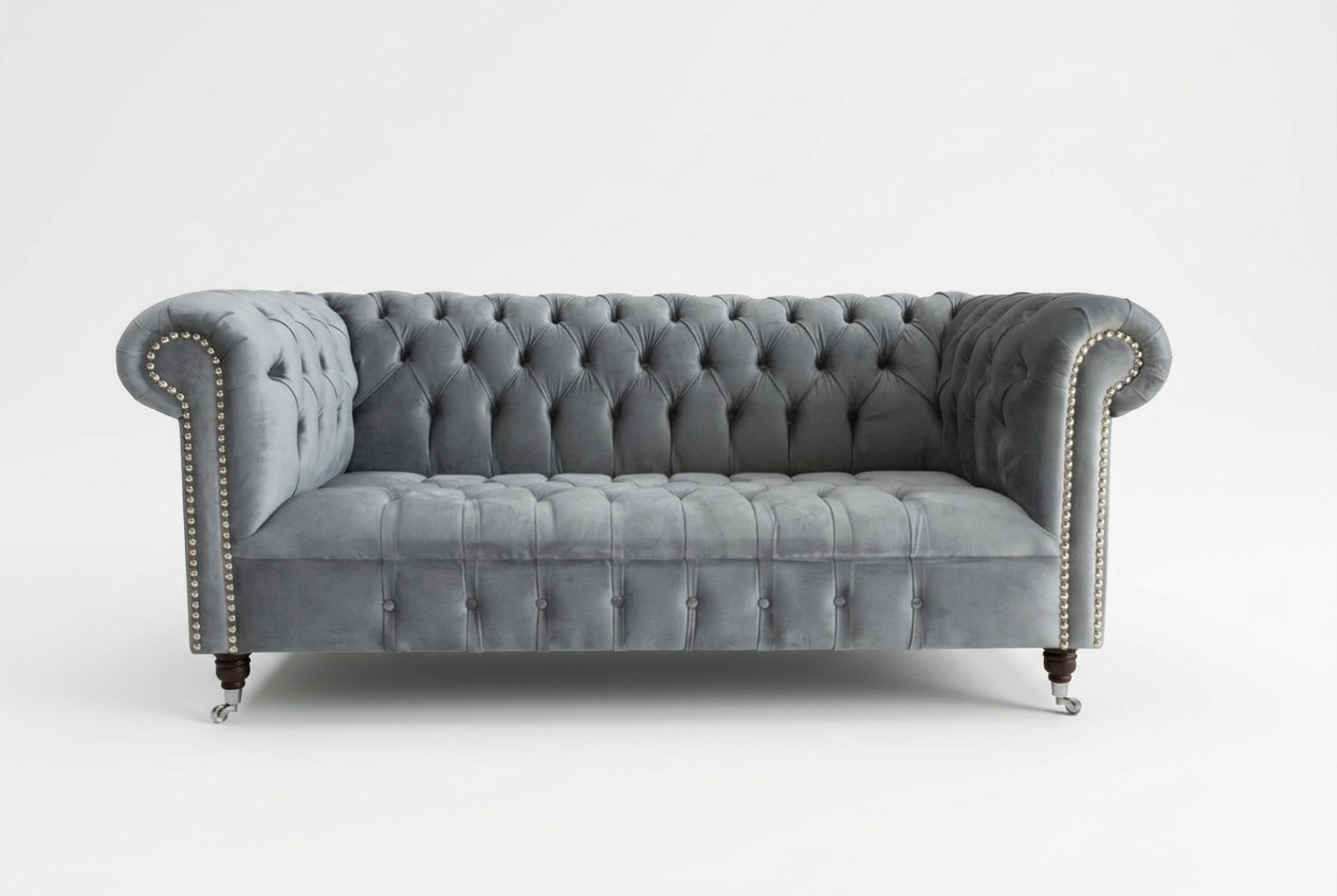 Chesterfield 3Sitzer Designer Sofa Polster Sofas Couchen Stoff Textil Dreisitzer