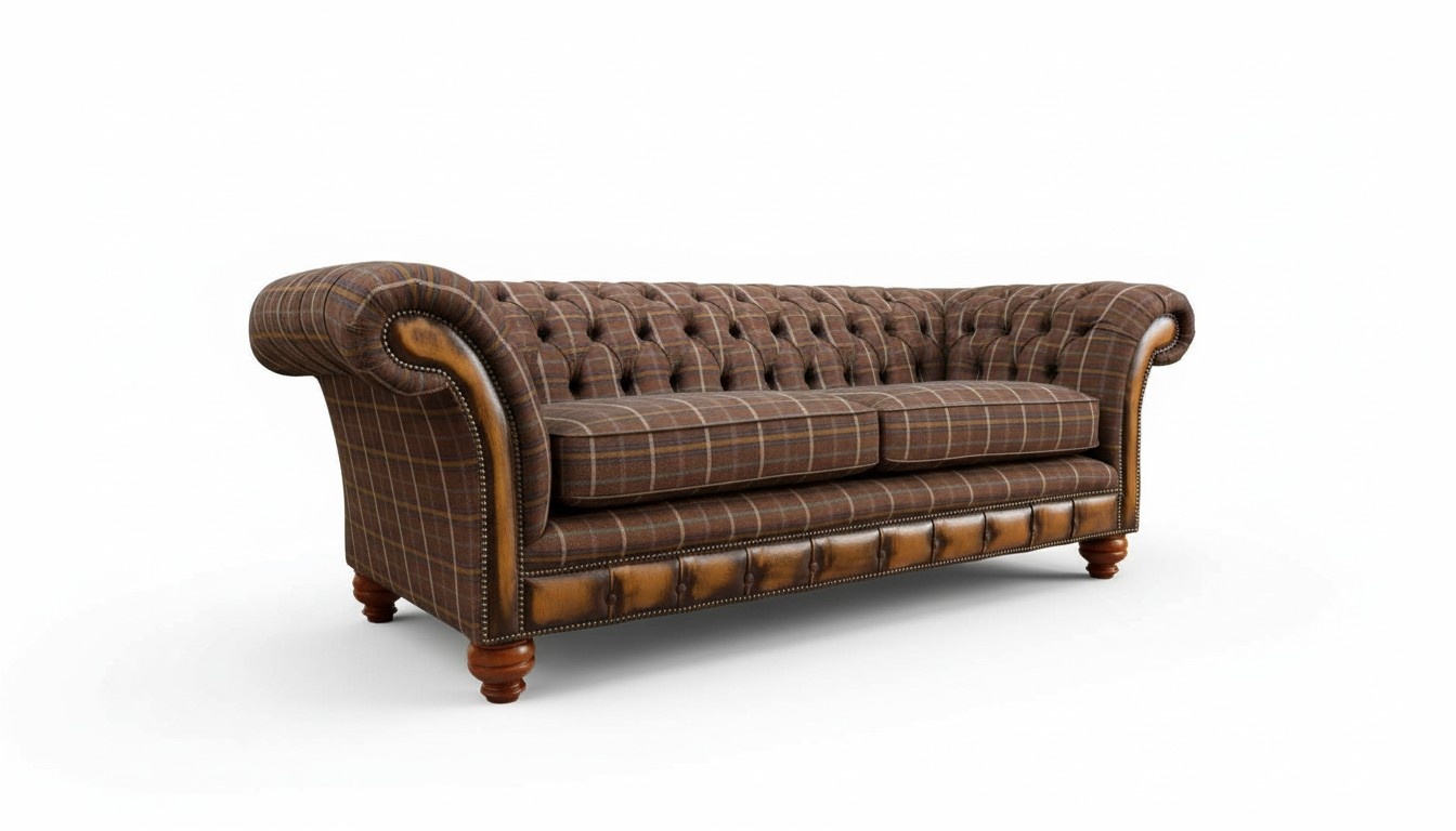 Chesterfield 3 Sitzer Couch Polster Textil Couchen Wohnzimmer Sofa