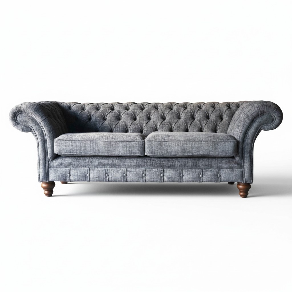 Chesterfield 3 Sitzer Couch Polster Sitz Textil Stoff Couchen Sofa Neu