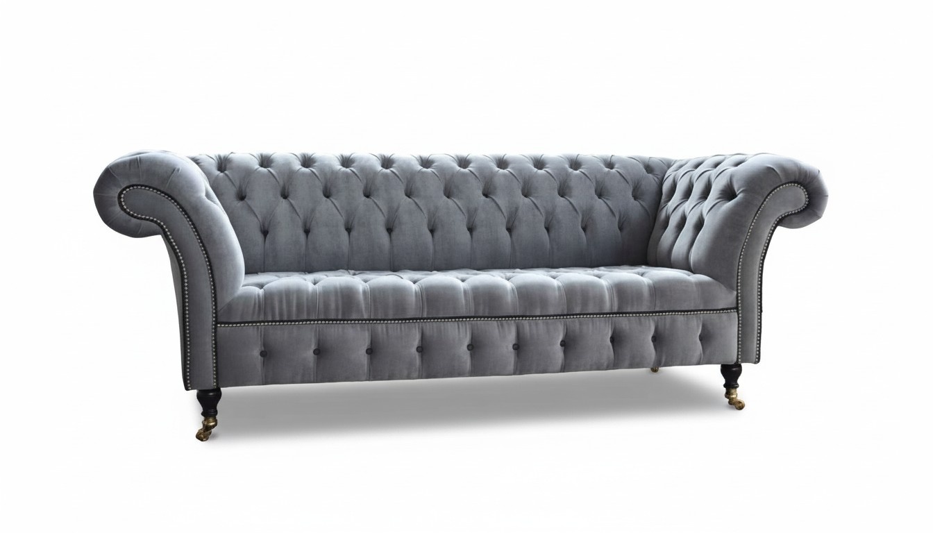Chesterfield 3 Sitzer Couch Sitz Textil Stoff Couchen Sofas Sofa Polster