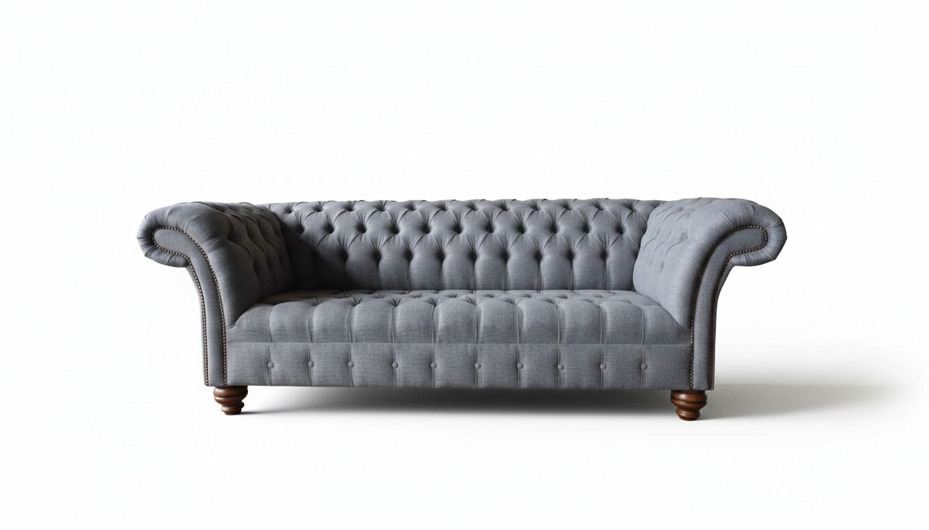 Chesterfield 3 Sitzer Couch Polster Sitz Textil Stoff Couchen Sofa Neu