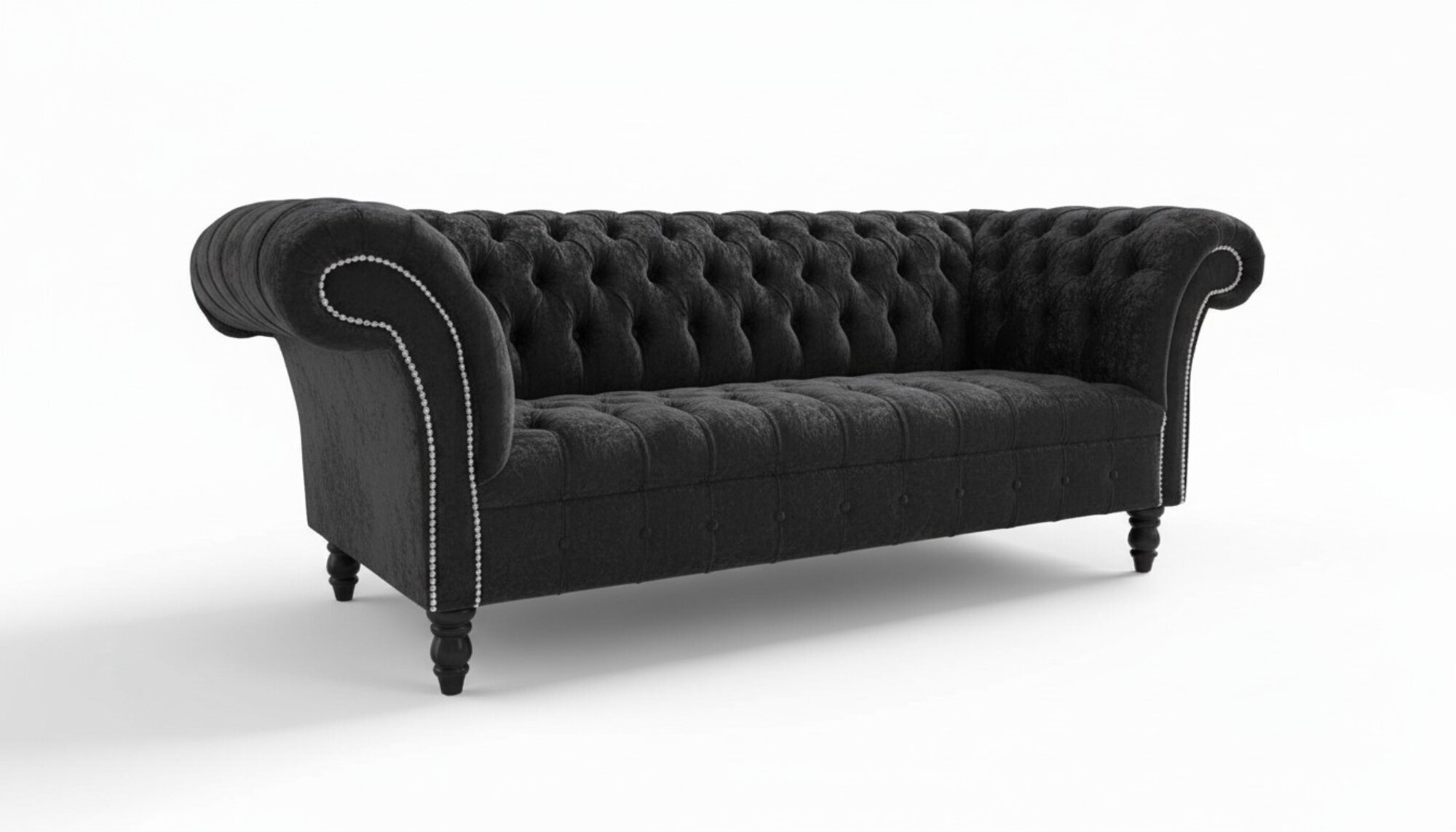 Chesterfield 3 Sitzer Couch Polster Sitz Textil Stoff Leder Deko Couchen