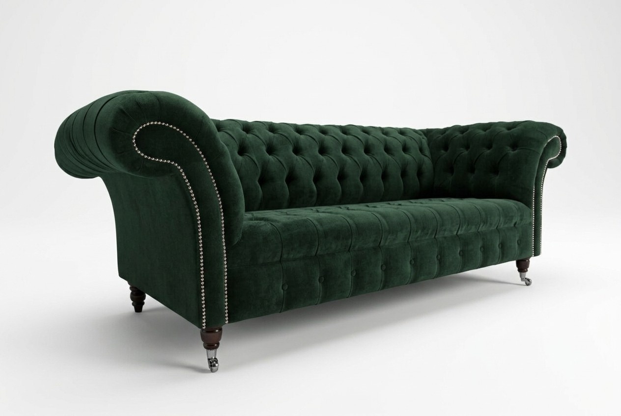 Chesterfield 3 Sitzer Sofa Design Couch Sofas Polster Couchen Textil dreisitzer