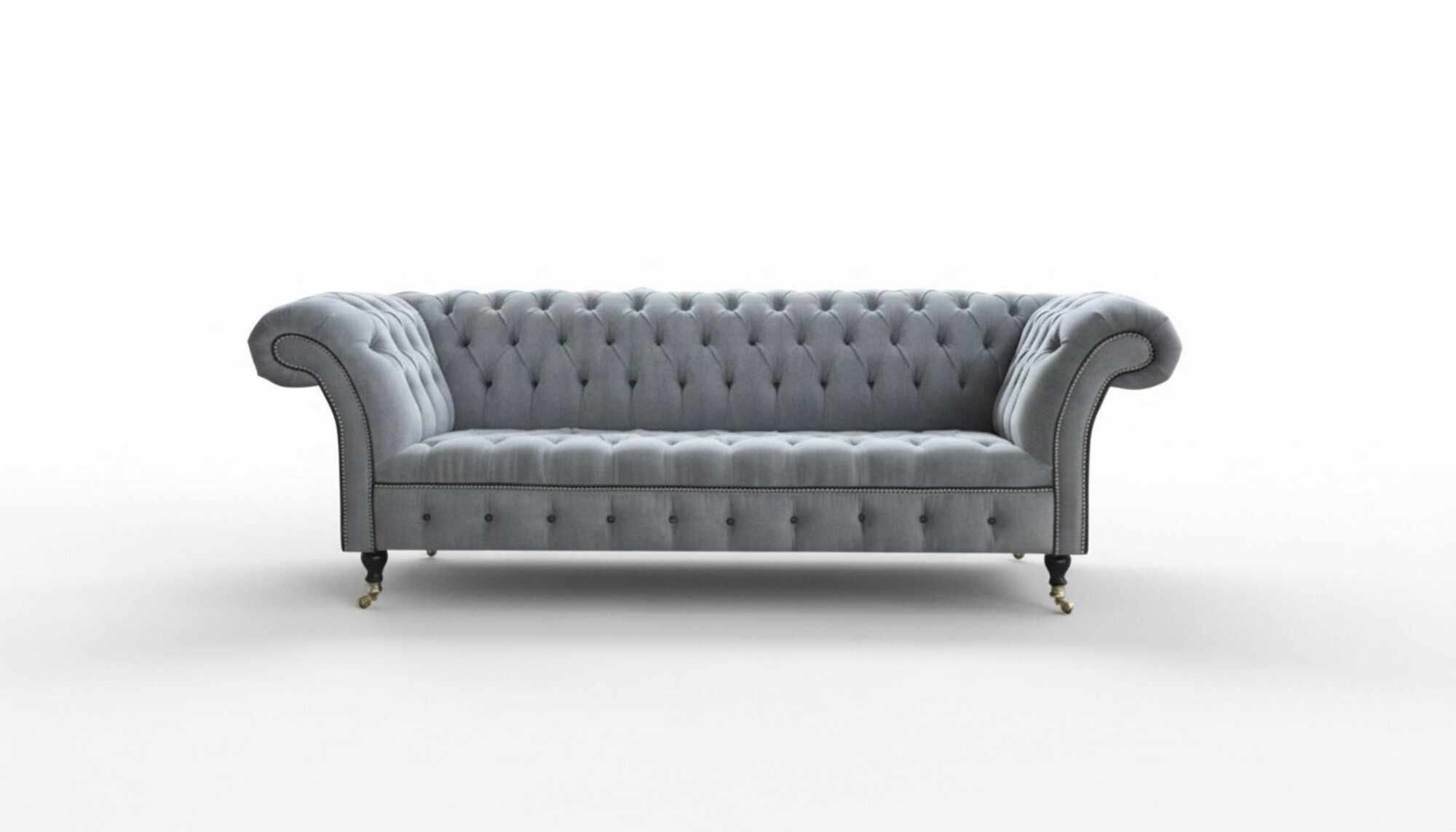 Chesterfield 3 Sitzer Hellgrau Neu Wohnzimmer Modern Design Sofa Graue