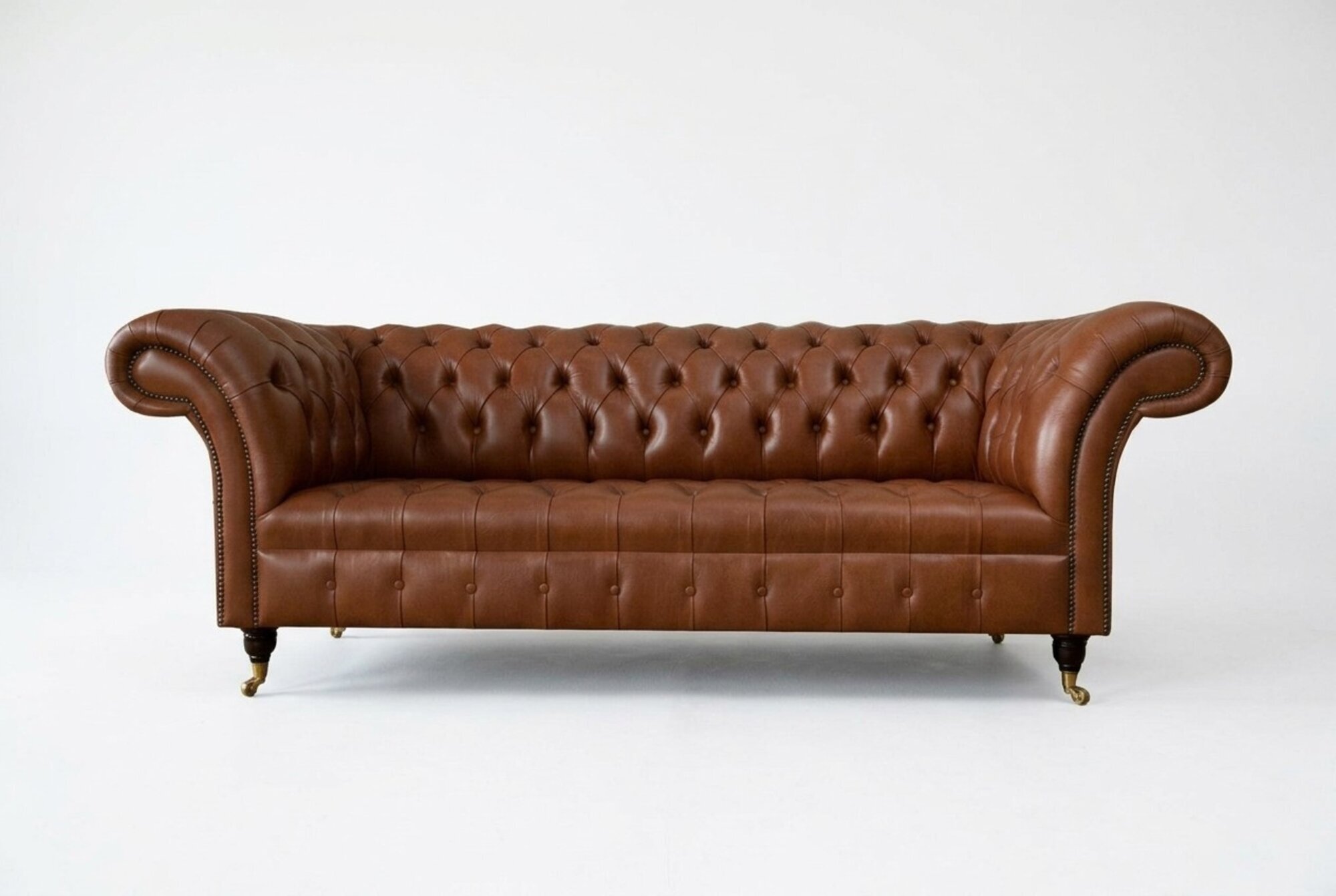 Chesterfield 3 Sitzer Leder Braun Wohnzimmer Modern Design Couchen