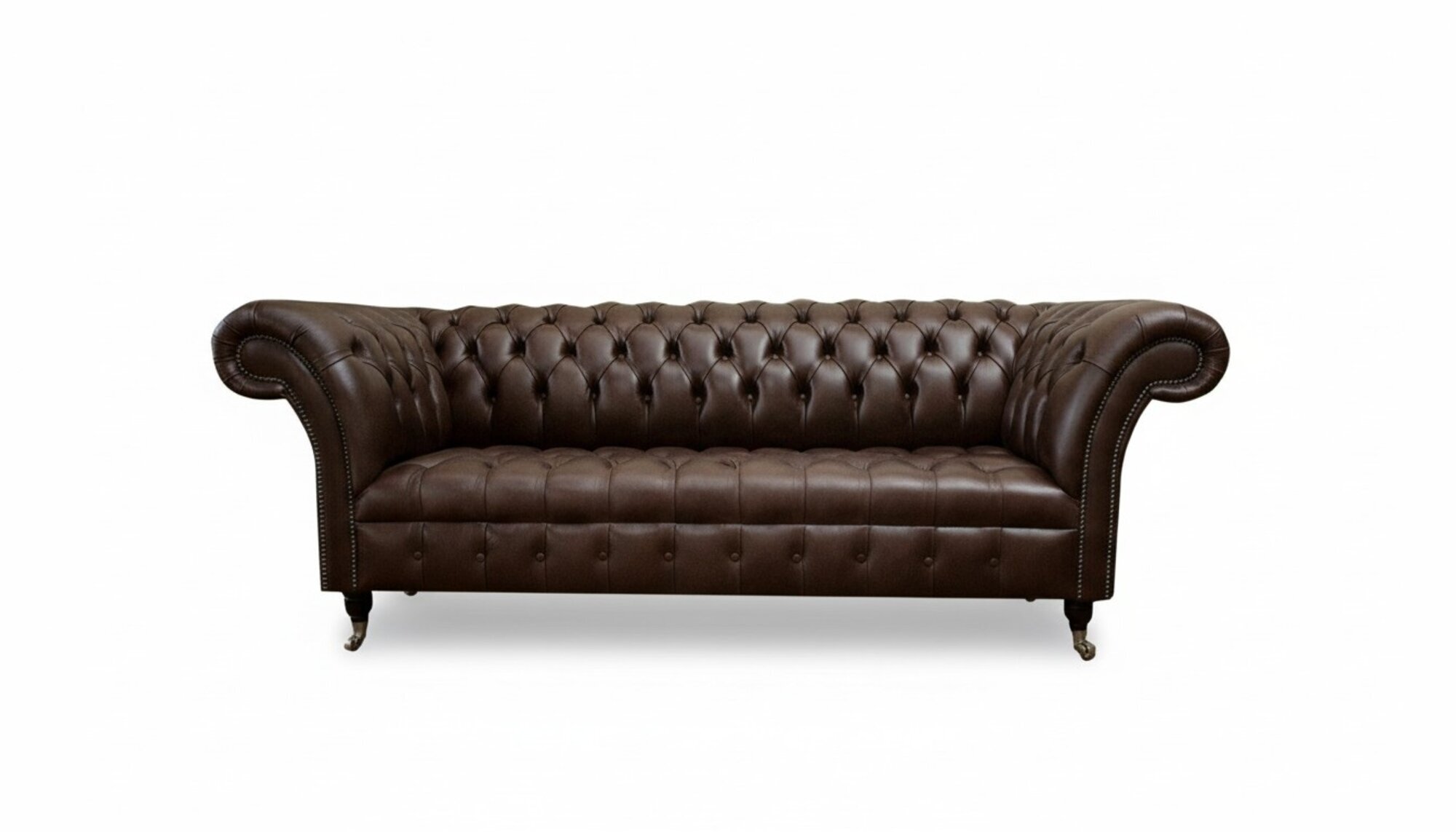 Chesterfield 3 Sitzer Leder Braune Sofa Textil Couchen Möbel Wohnzimmer