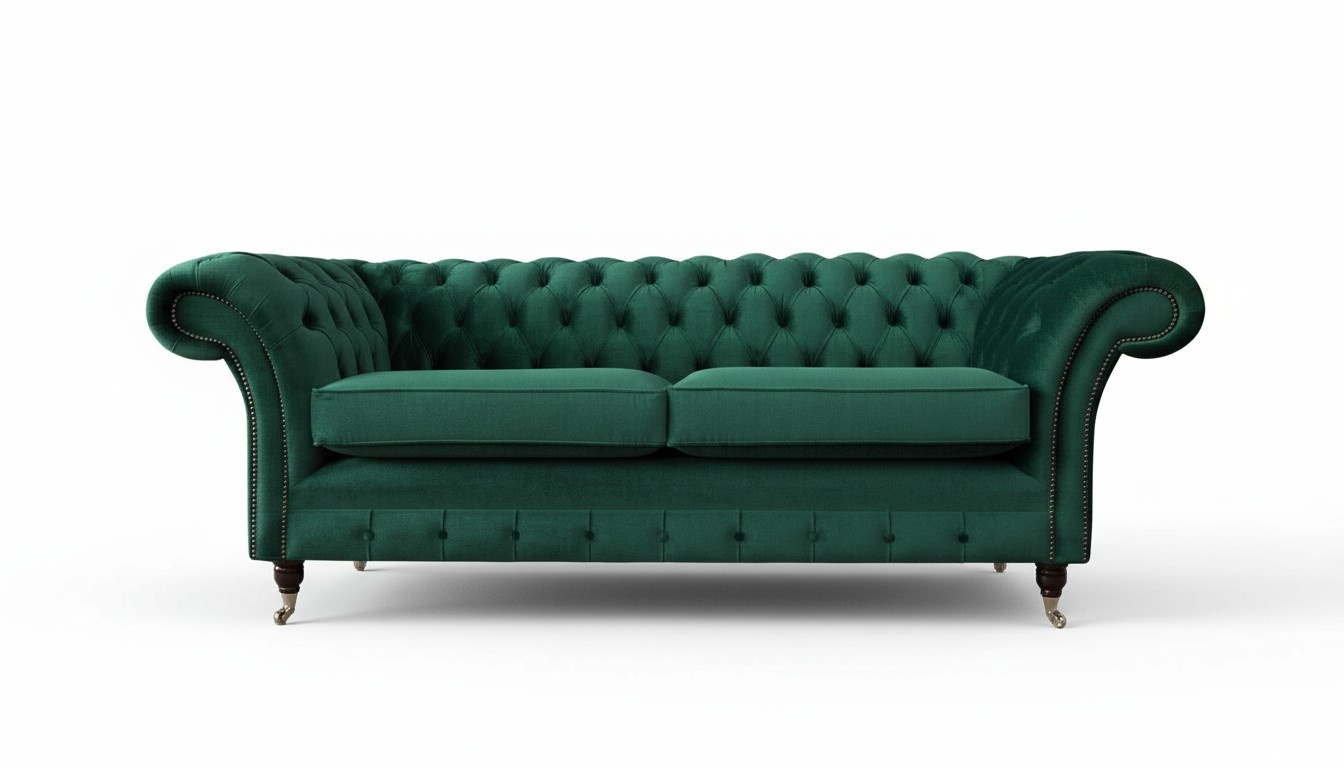 Chesterfield 3 Sitzer Polster Couch Sofa Textil Modern Stil Stoff