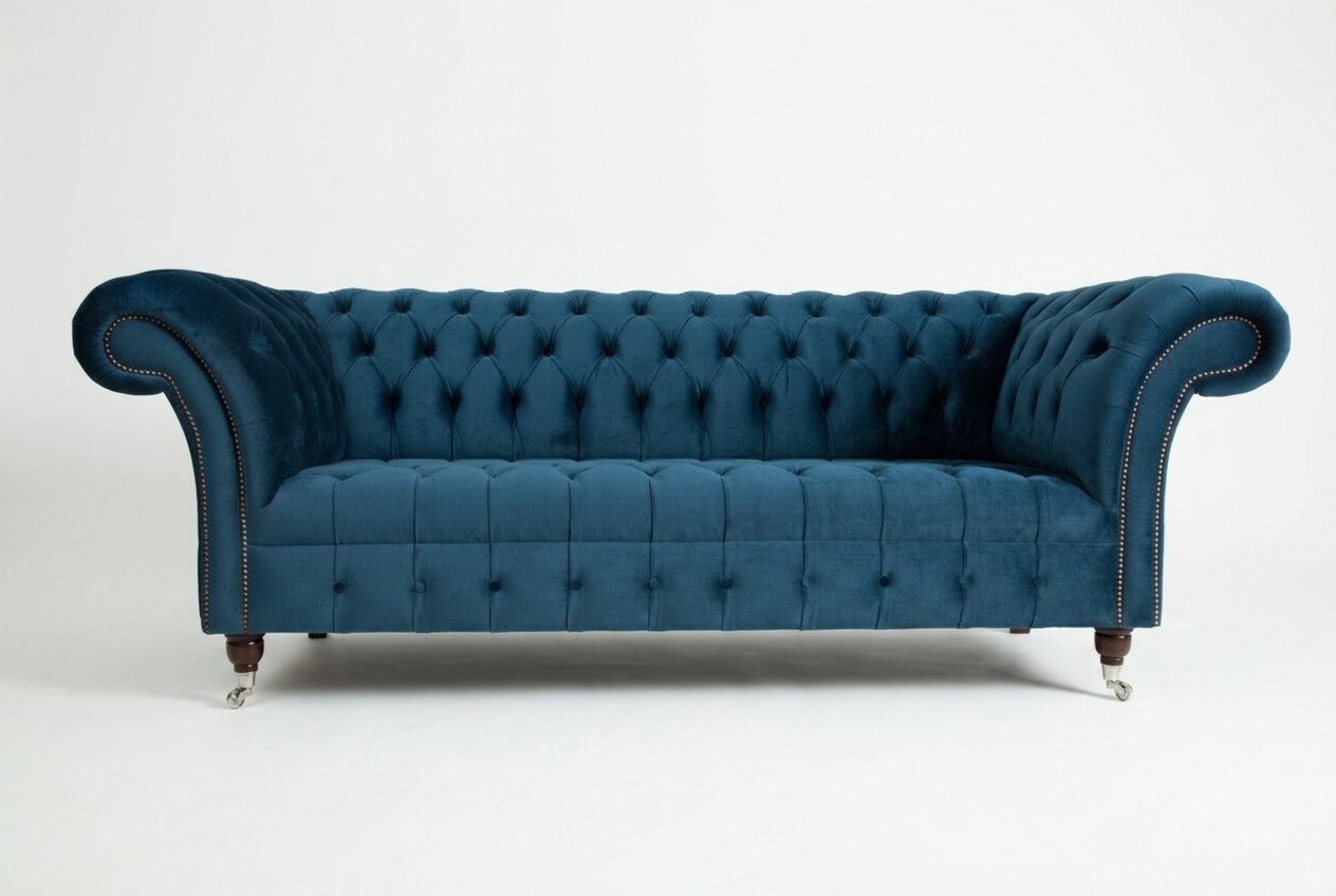 Chesterfield 3 Sitzer Polster Couch Leder Stoff Sofa Couchen Textil Modern Stil