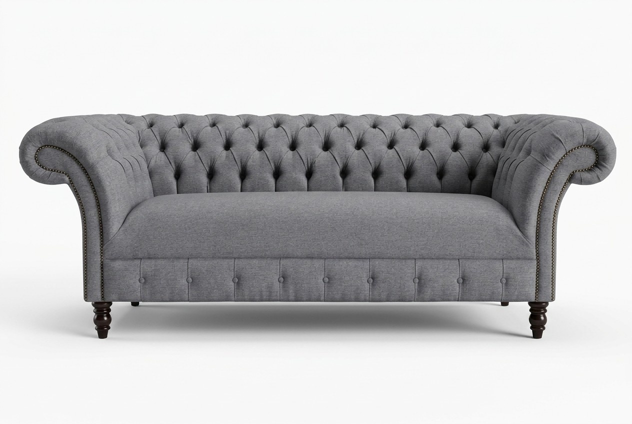 Chesterfield 3 Sitzer Polster Couch Leder Sofa Couchen Textil Modern Stil Stoff