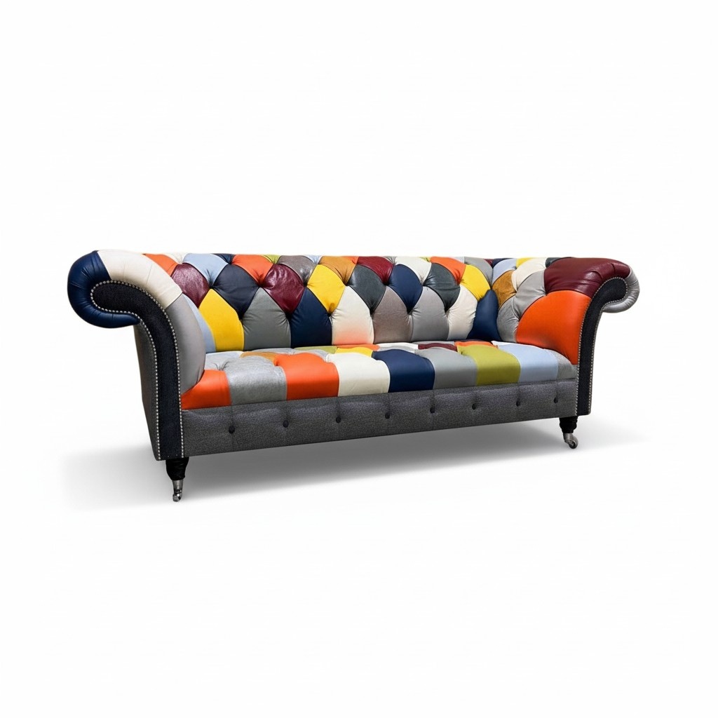 Chesterfield 3 Sitzer Stoff Design Couch Polster Modern Sofa