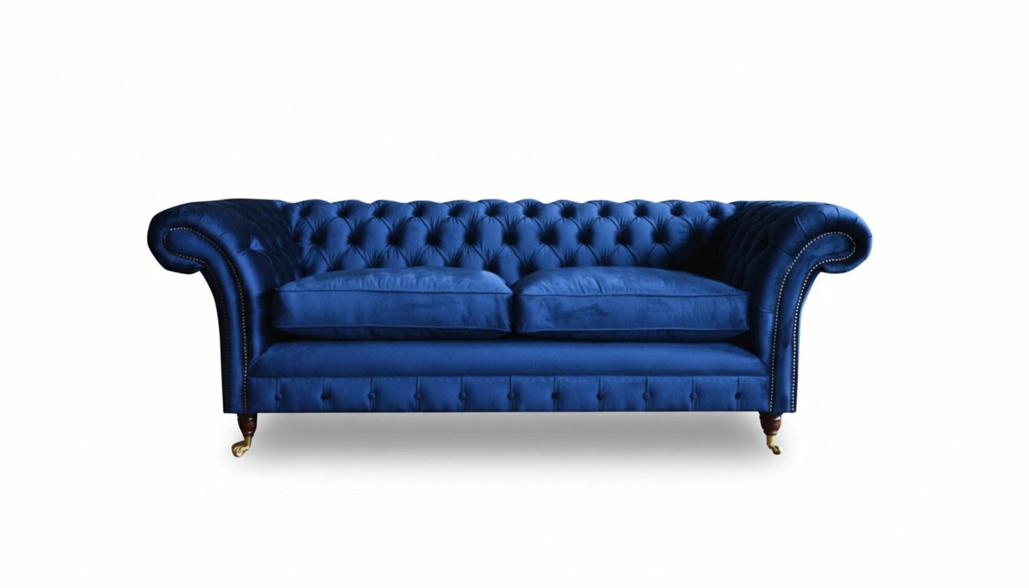 Chesterfield 3 Sitzer Stoff Blau Textil Sofa Wohnzimmer Design Couchen