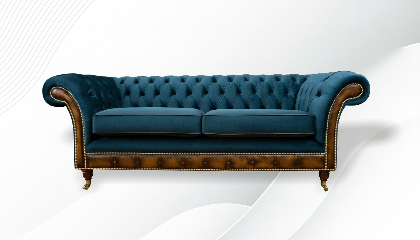 Chesterfield 3 Sitzer Türkis Dreisitzer Design Couchen Polster Sofa Sofas