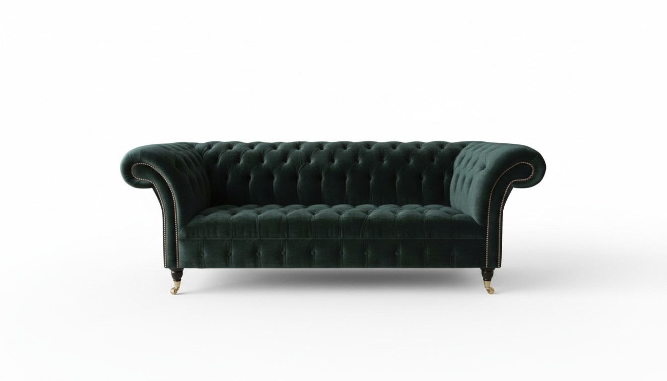 Chesterfield 3 Sitzer Wohnzimmer Schwarz Couchen Polster Sofa Sofas