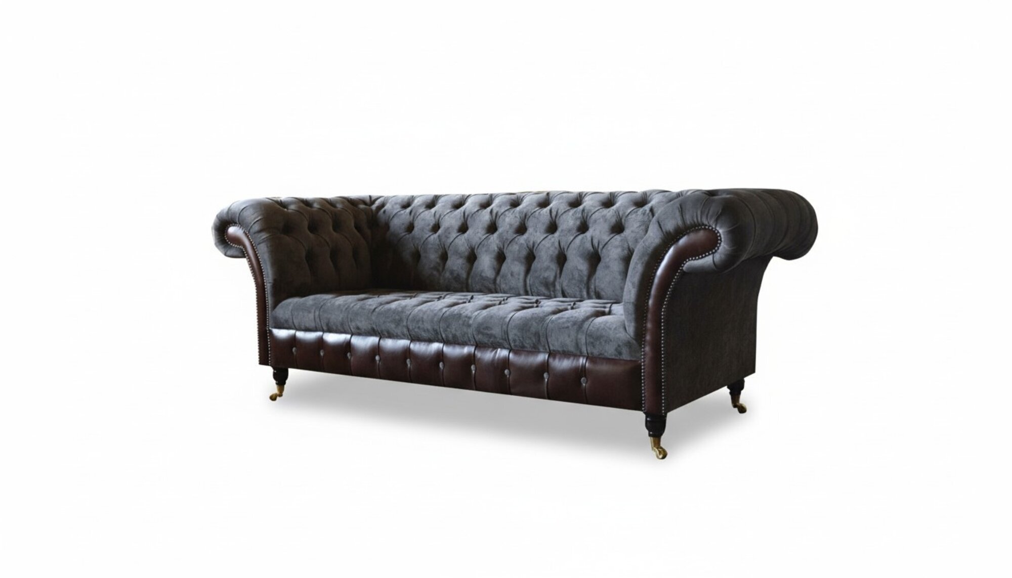 Chesterfield 3 Sitzer Wohnzimmer Couch Sofa Polster Sitz Textil Stoff