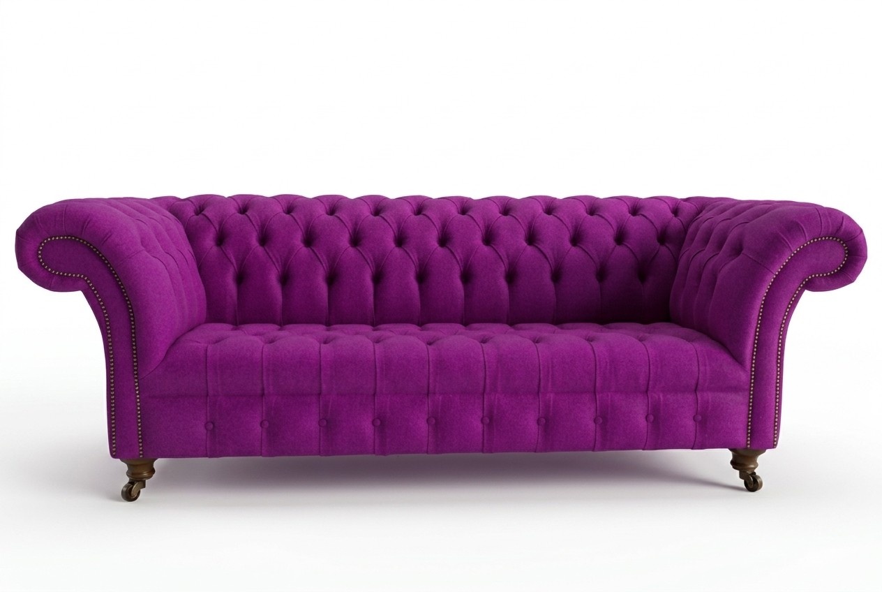 Chesterfield 3 Sitzers Klassische Luxus Lila Pink Rosa Sofa Couch