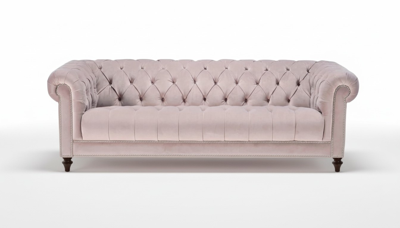 Chesterfield Altrosa Rosa Neu Dreisitzer Stoff Design Couchen Polster Sofa Sofas