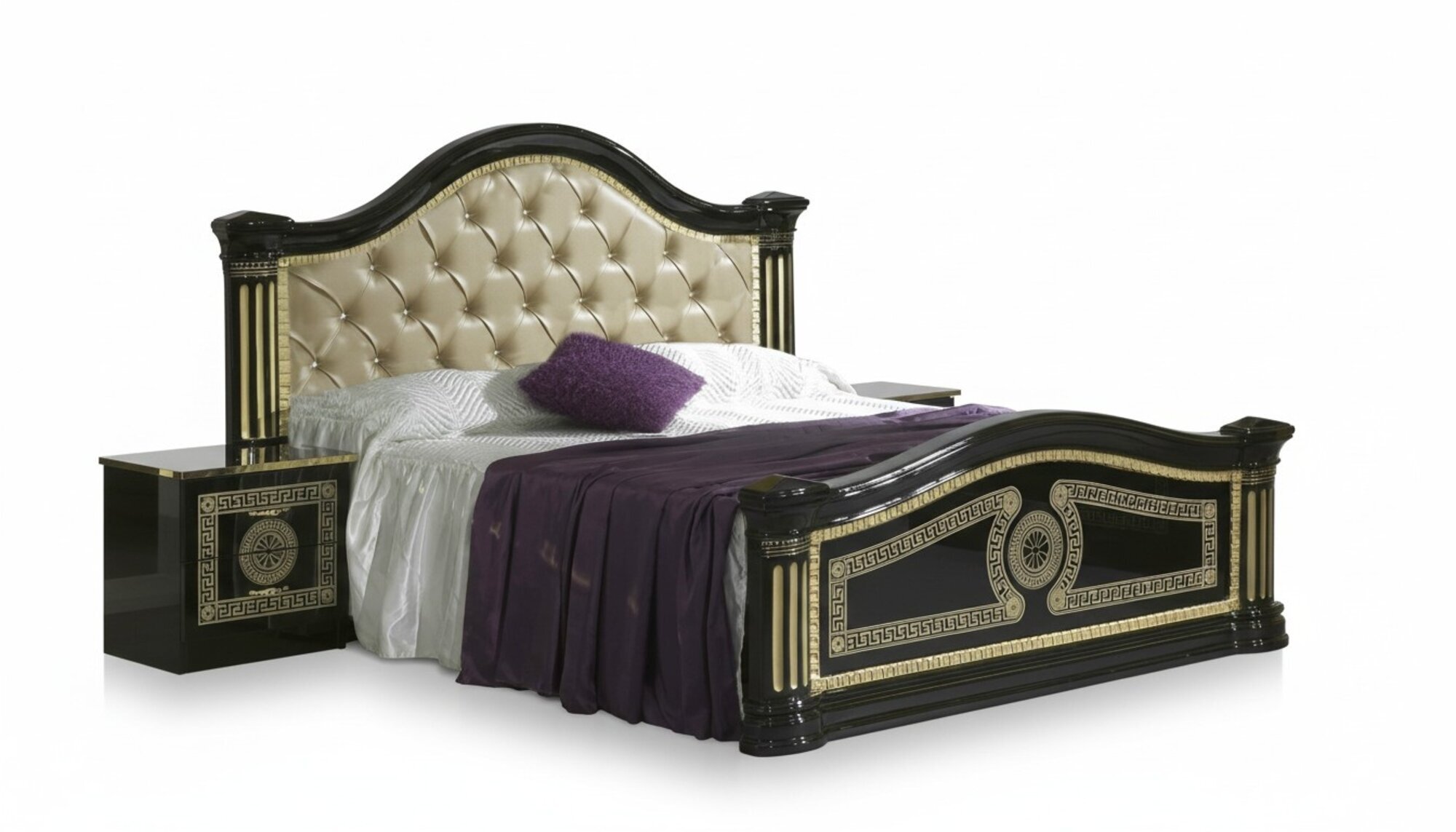 Chesterfield Bett Lederbett Polsterbett Schlafzimmer Ehebett Betten 180x200cm