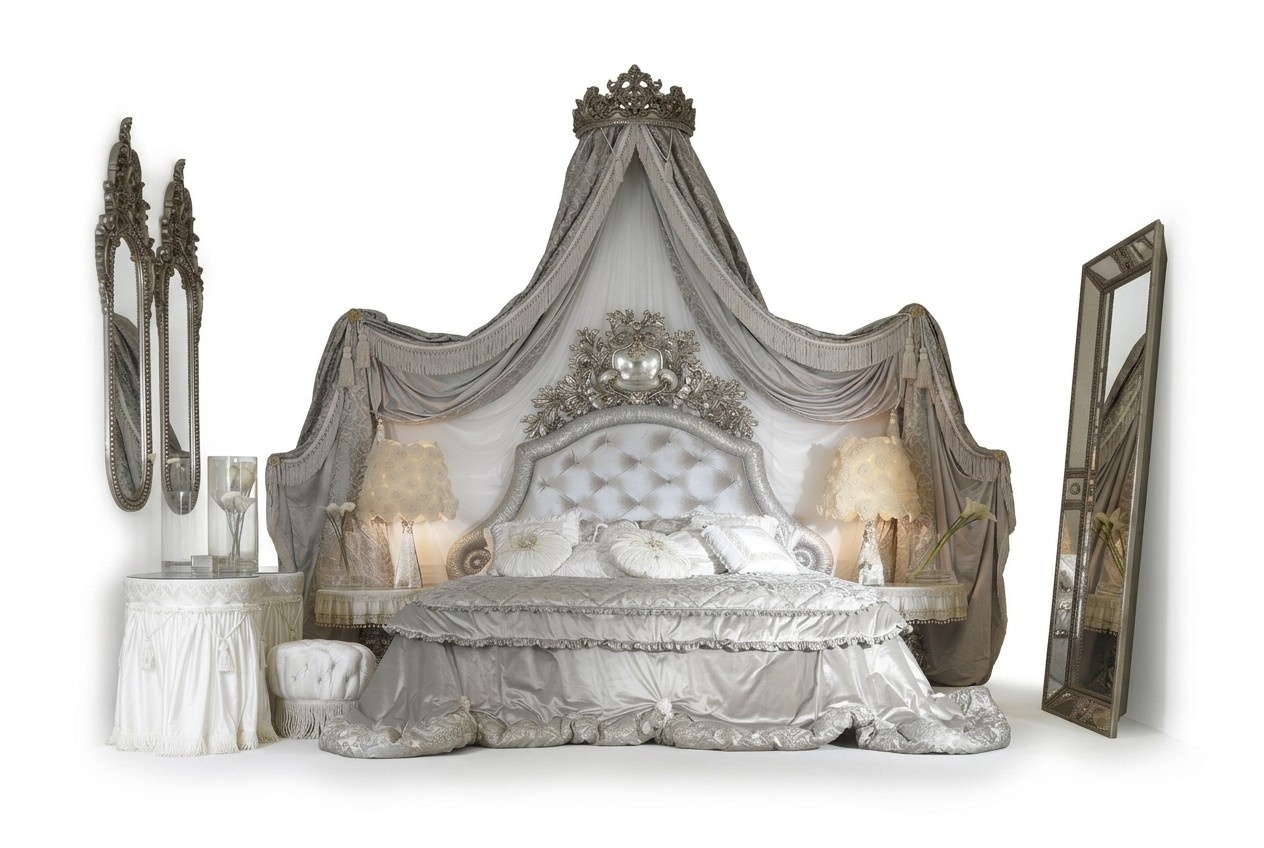 Chesterfield Bett Silber Luxus Schlafzimmer Betten Italienische Möbel