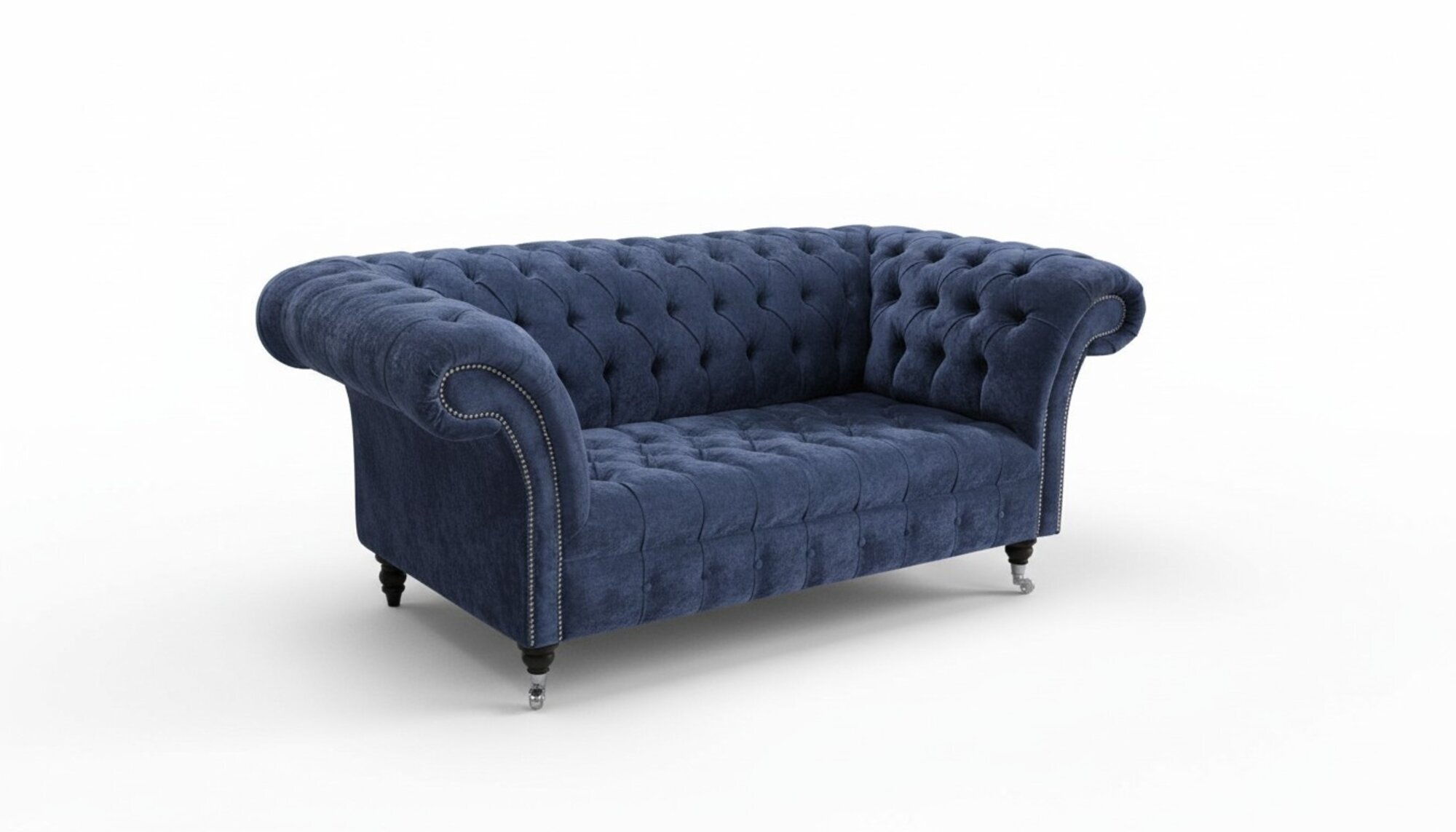 Chesterfield Big Textil Design Wohnzimmer Couch Deko Sofa Polster 2 Sitz