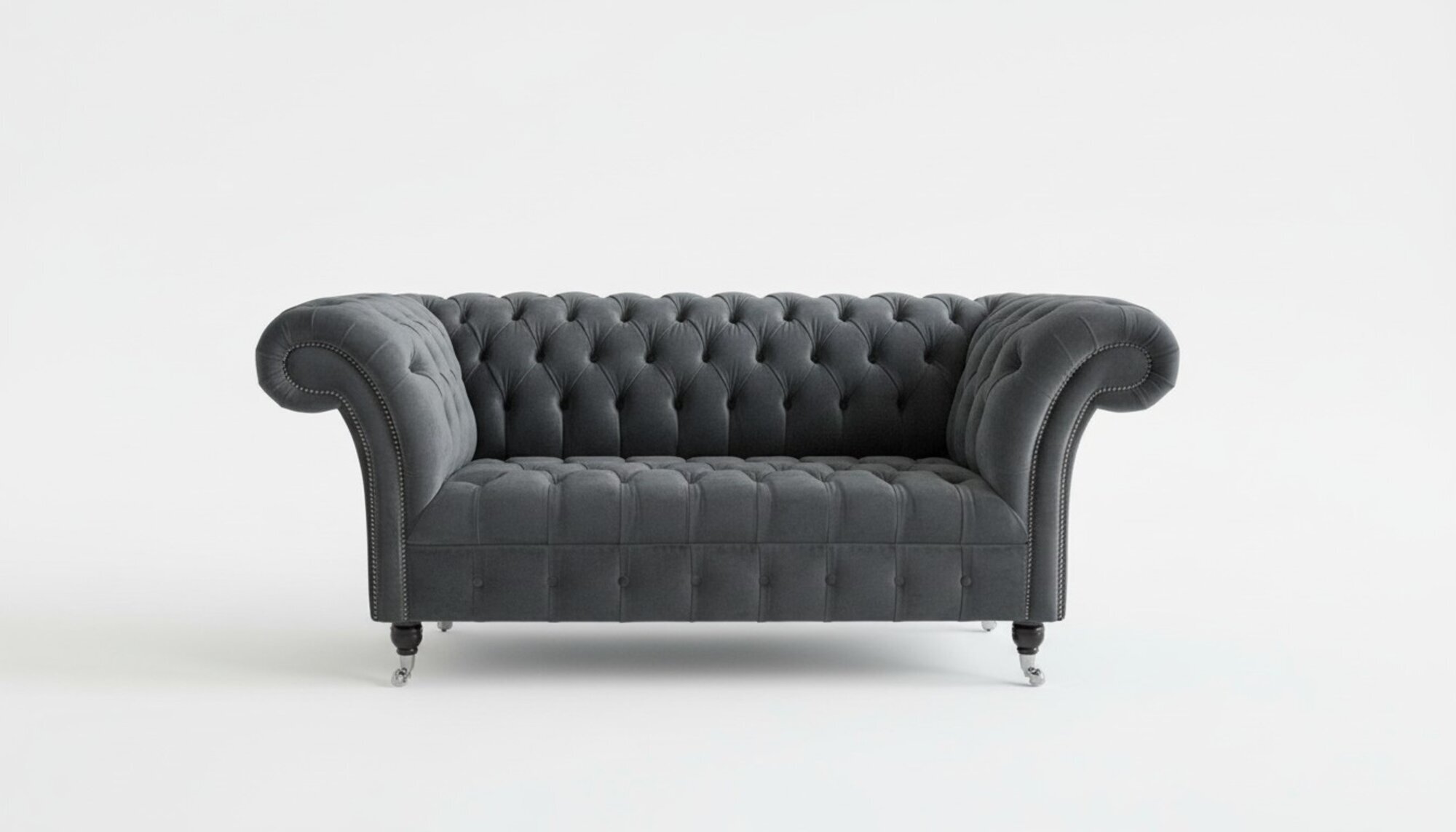 Chesterfield Big Textil Design Wohnzimmer Couch Sofa Polster 2 Sitz Leder #123