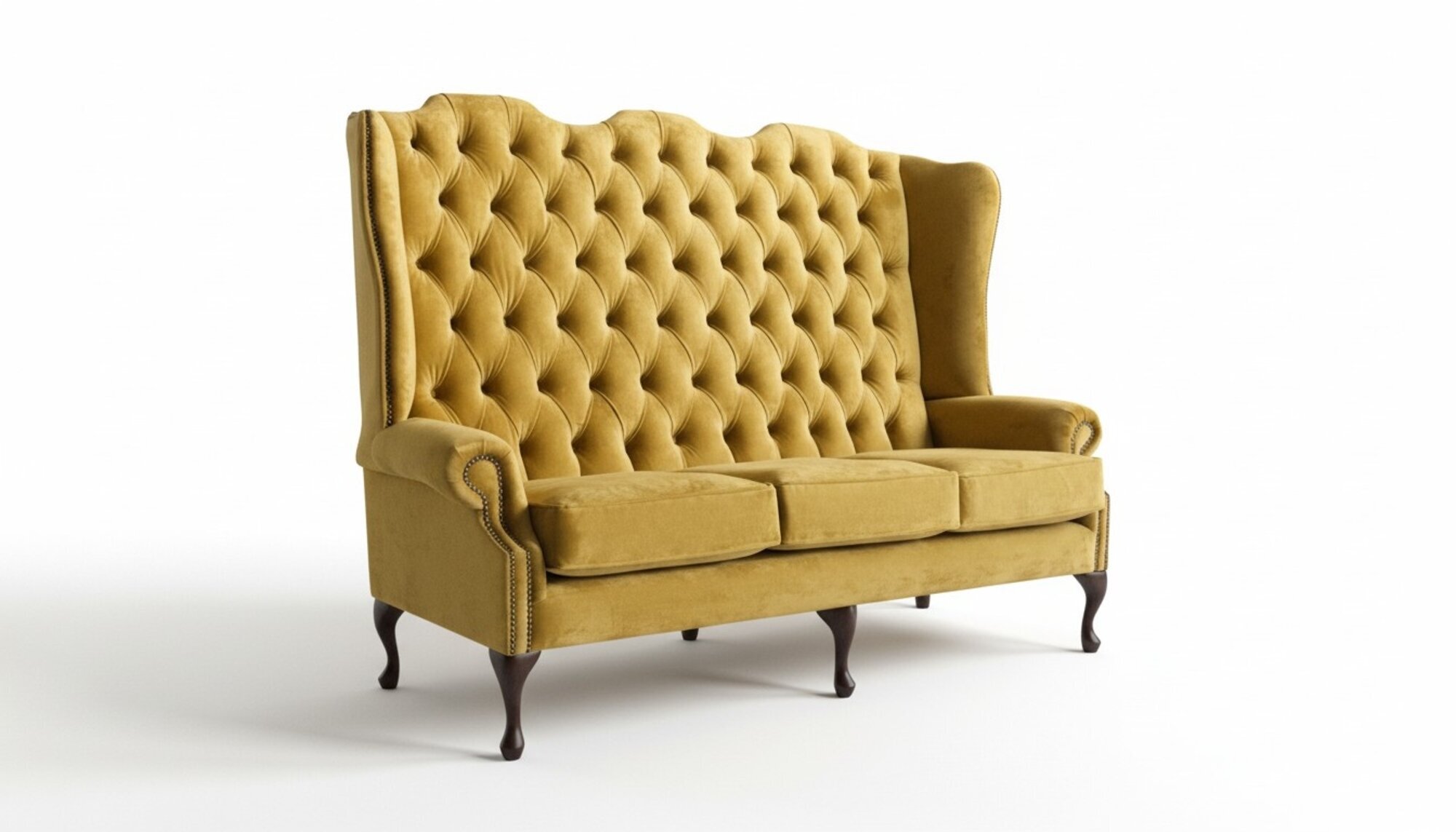 Chesterfield Big Textil Design Wohnzimmer Dekor Couch Sofa Polster 3 Sitz
