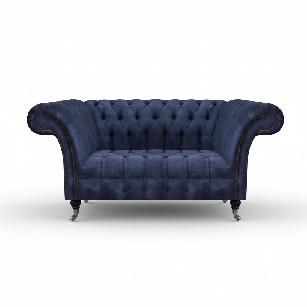 Chesterfield Blaue Polstercouch Wohnzimmer 2-Sitzer Luxus Edle Sitzmöbel