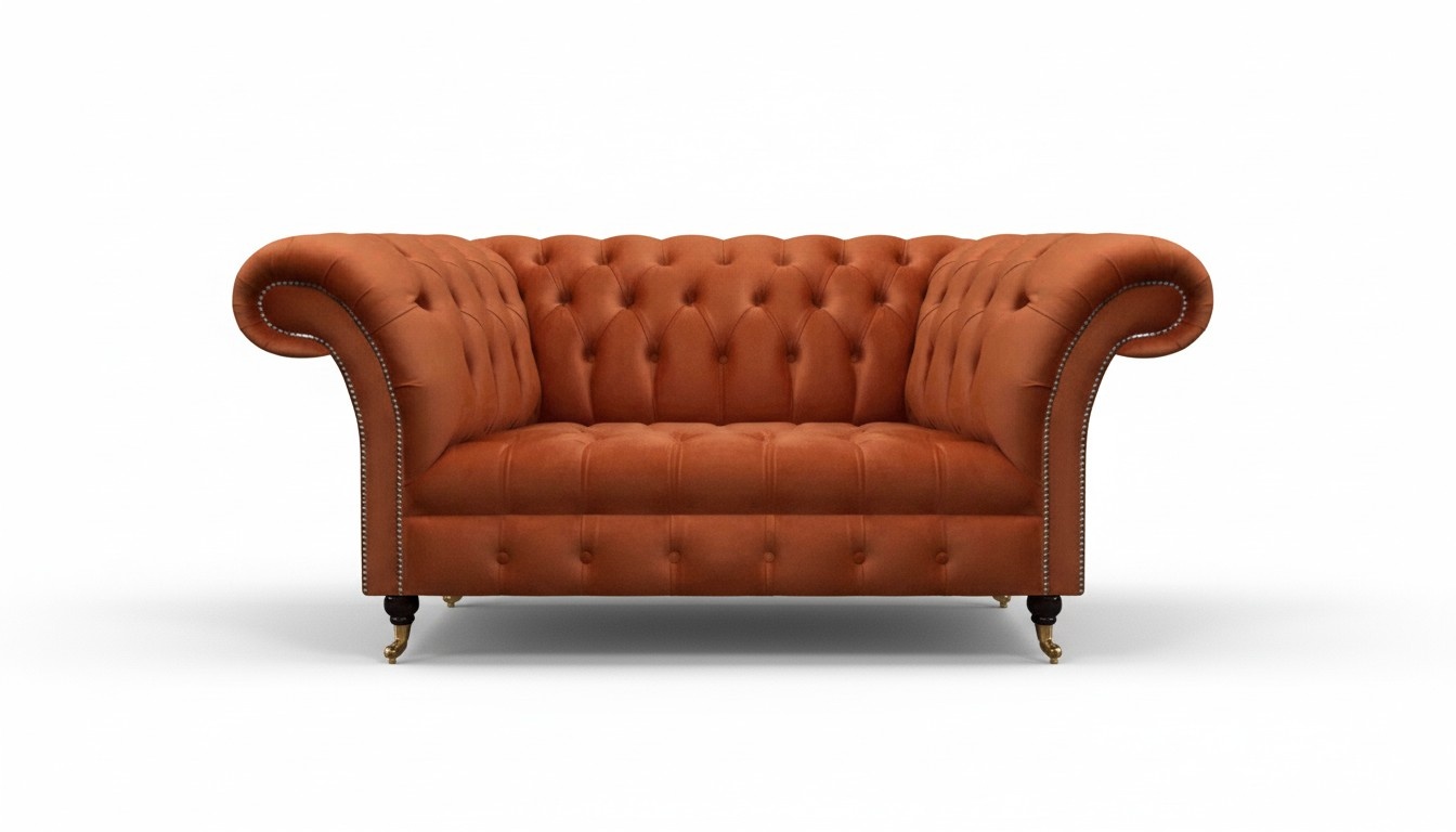 Chesterfield Brauner Zweisitzer Designer Couchen Wohnzimmer Edle Sofas