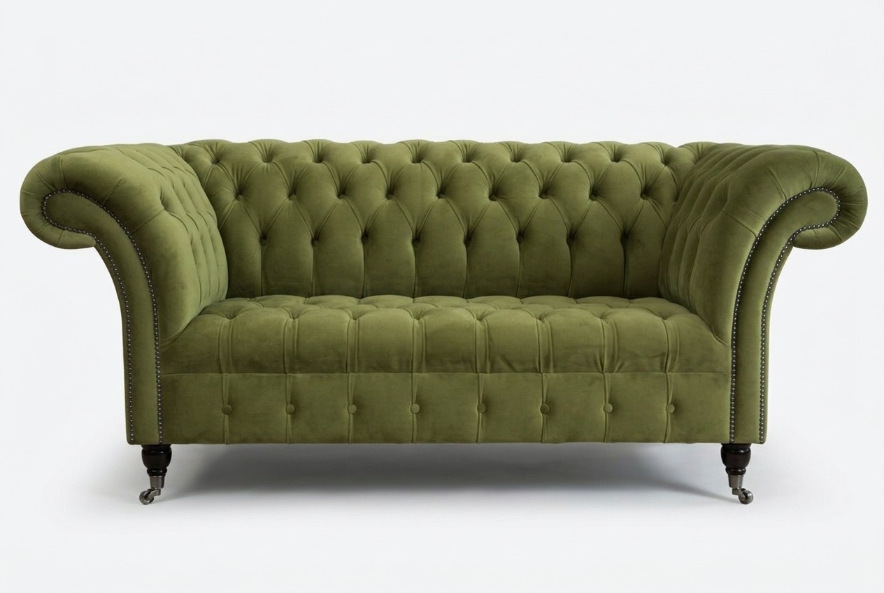 Chesterfield Couch 2 Sitzer Polster Sitz Textil Stoff Leder Couchen Sofas Sofa