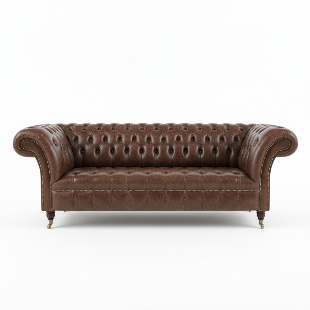 Chesterfield Couch Polster Sofas Klassischer Leder 3 Sitzer 100% Leder Sofort