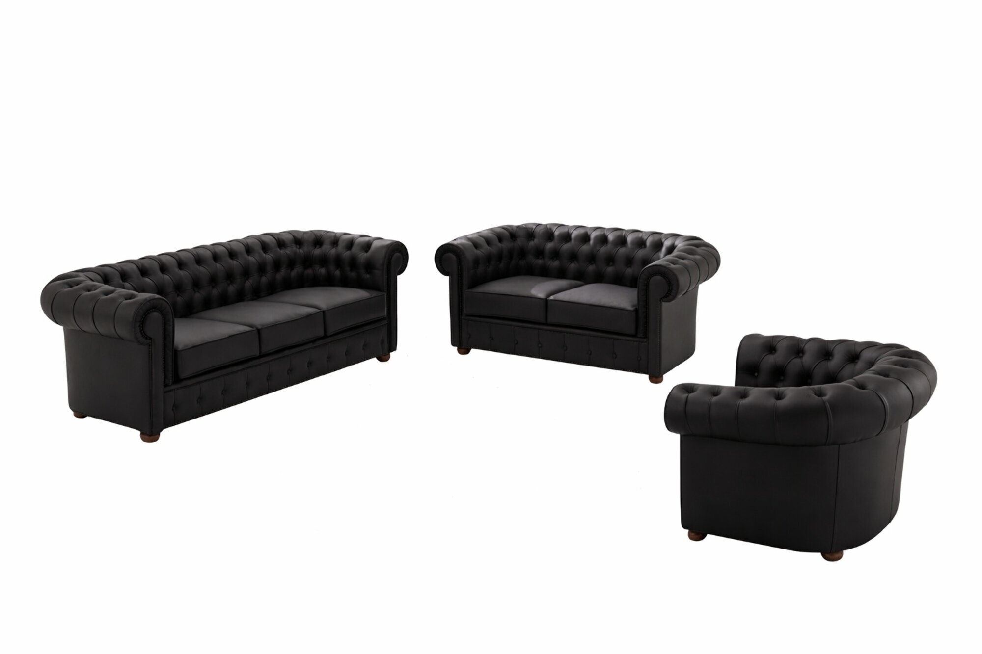 Chesterfield Couch Polster Sofas Sofagarnitur 3+2+1 Sitzer 100% Leder Sofort