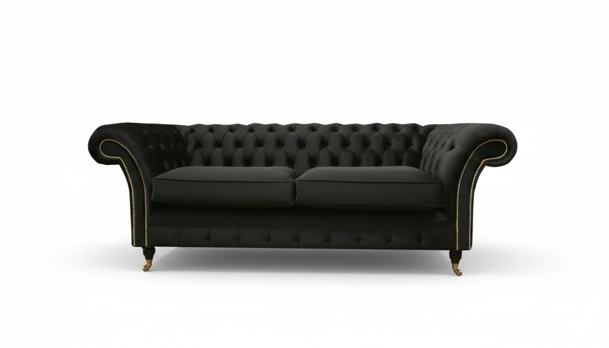Chesterfield Couch Polster Sofas Klassischer Textil Schwarz Sofa 3 Sitzer